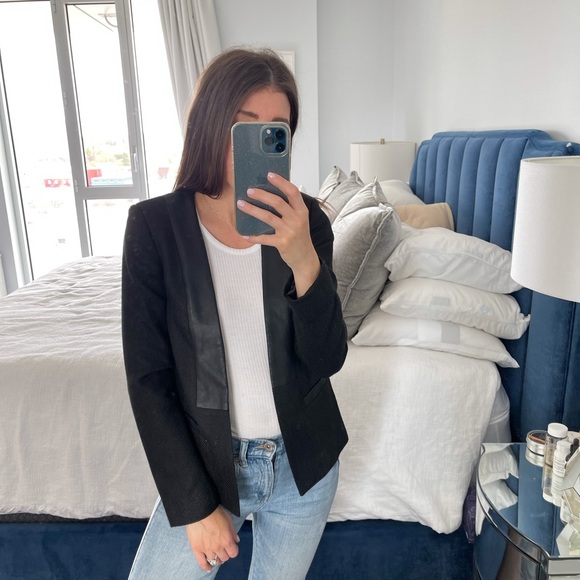 Finders keepers black blazer with leather detail - Picture 3 of 7